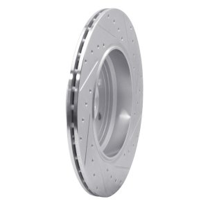 Land Rover Range Rover Sport Brake Rotor - Rear Left - R1 Concepts - Drilled & Slotted - Silver - `10-`13